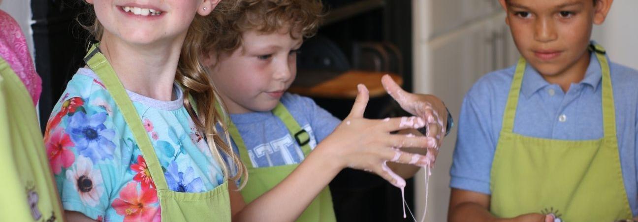 Kids playing with slime